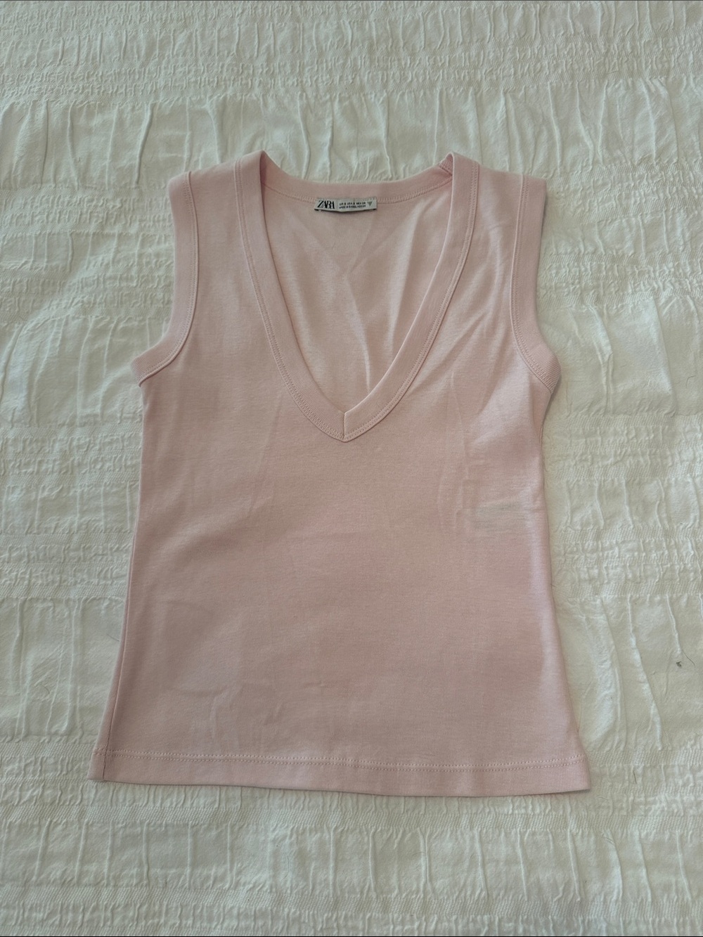 Zara Soft Pink V-Neck Sleeveless Top